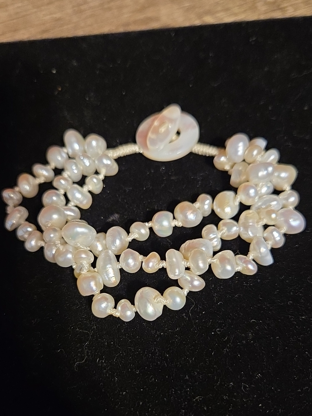 Vintage 3 Strand Freshwater Baroque Pearl Bracelet 8”